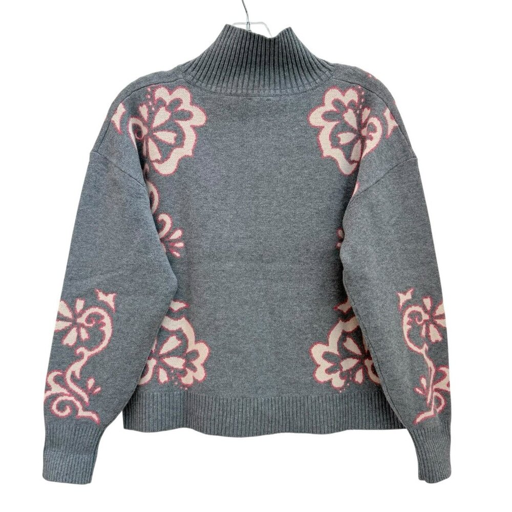 Anthropologie Montana Mock Neck Sweater Maeve Half Zip Up Grey Pink Womens XS - Picture 6 of 11